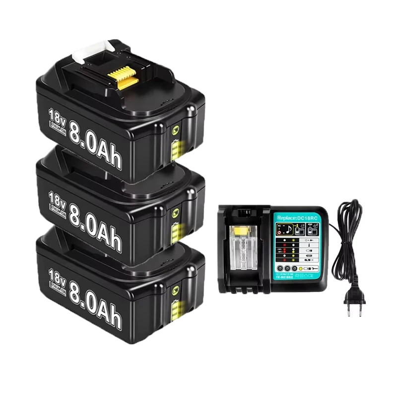 18V 8000mAh Akku für Makita BL1830 BL1815 BL1860 BL1850 BL1840B Akku-Elektrowerkzeuge, wiederaufladbarer Akku mit 4A 6A Ladegerät