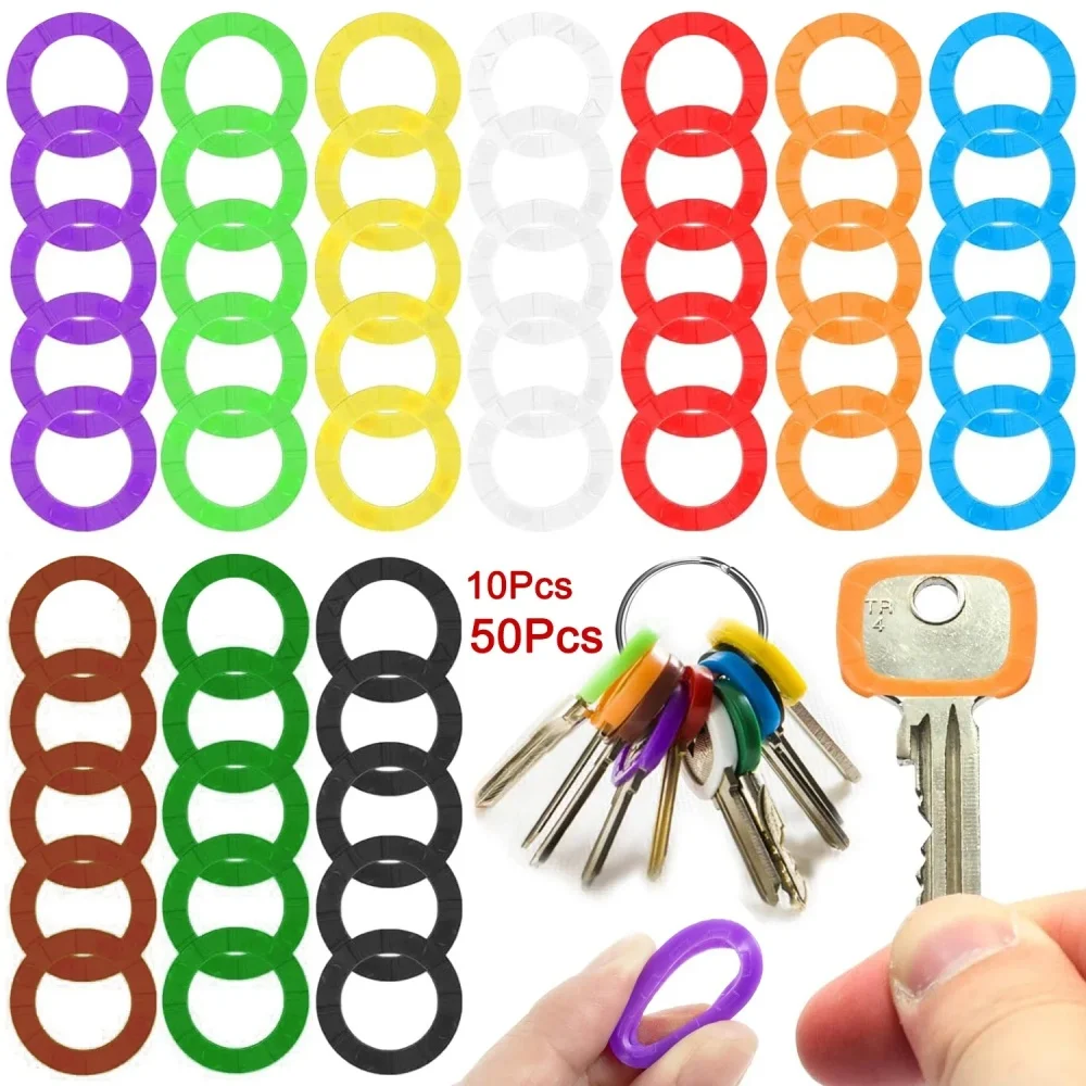 10-50Pcs Colored Key Caps Covers Soft Rubber Key Protector Organizer Labels Key Toppers Random Color