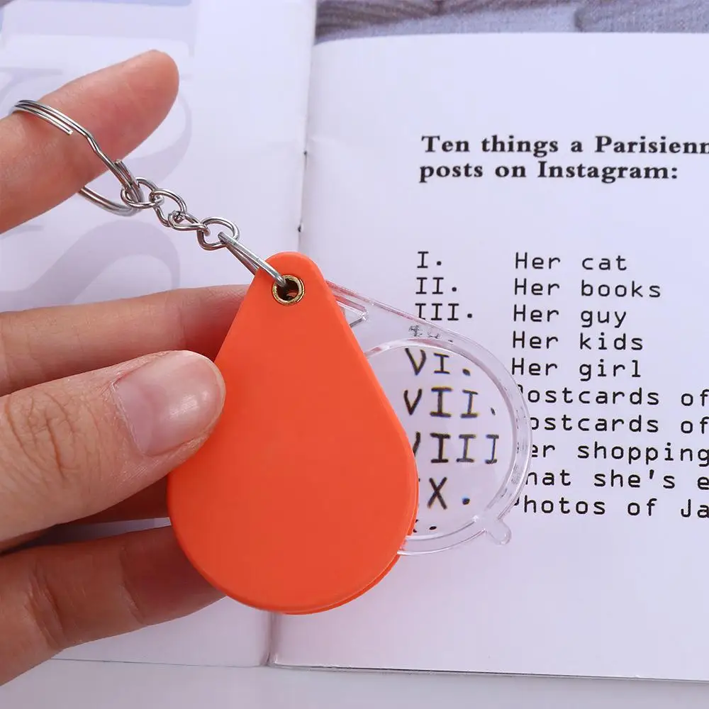 Handheld With Magnifying Tools Glass Key Ring Lens Magnifier with Key Chain Magnifying Glass Folding Magnifier Microscope