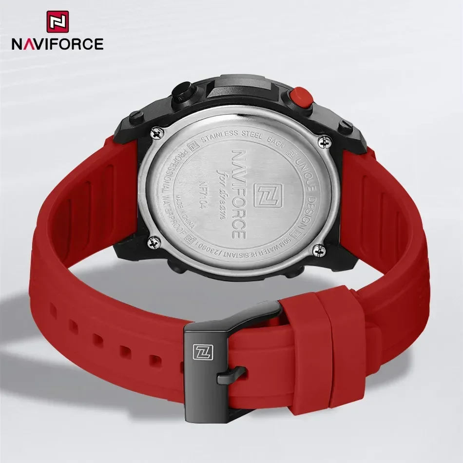 NAVIFORCE 2024 Men\'s Watch Fashion Popular Silicone Band Water Resistant Electronic Wristwatch Simple Calendar Clock