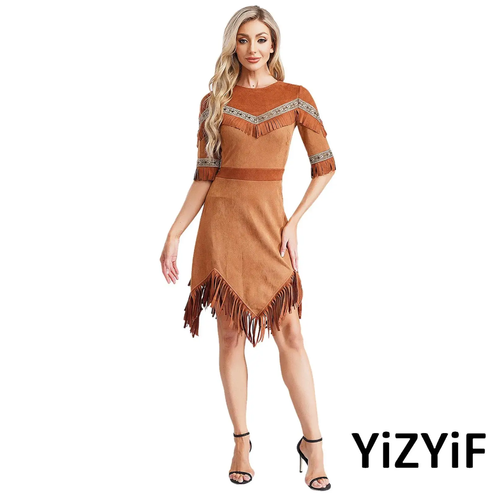 

Elegant Ancient Greek Warrior Dress with Woven Tape Trimming And Adjustable Tassels Dresses for Halloween Themed Cosplay Events