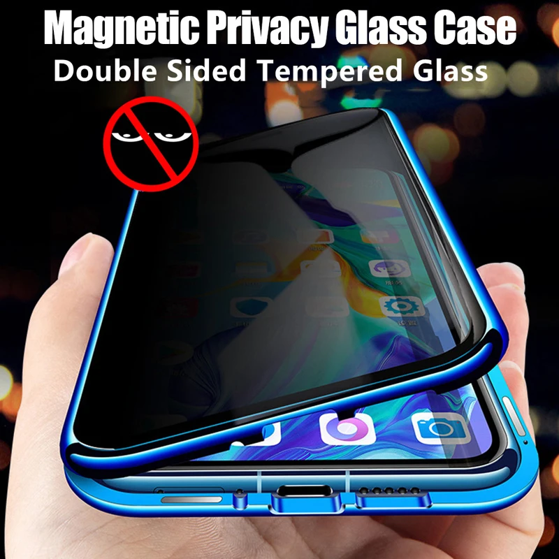 Anti Peeping Spy Privacy Metal Case For XiaoMi 13T 15 Pro 14 Ultra civi Poco X6 F6 F5 Pro Temper Glass Protect Cover Phone Cases