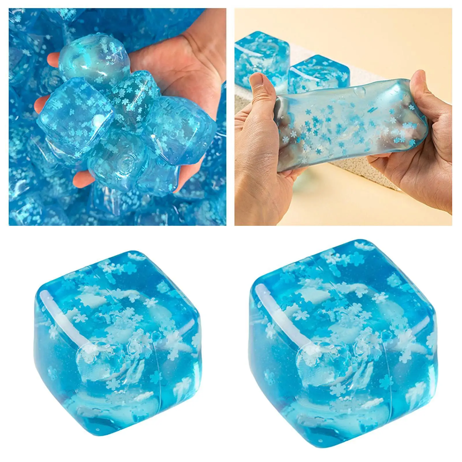 Ice Cube Stress Ball Calming Quiet Relaxing Funny Cube Squeezing Toy for Birthday Gift Classroom Prizes Party Favors Age 3+