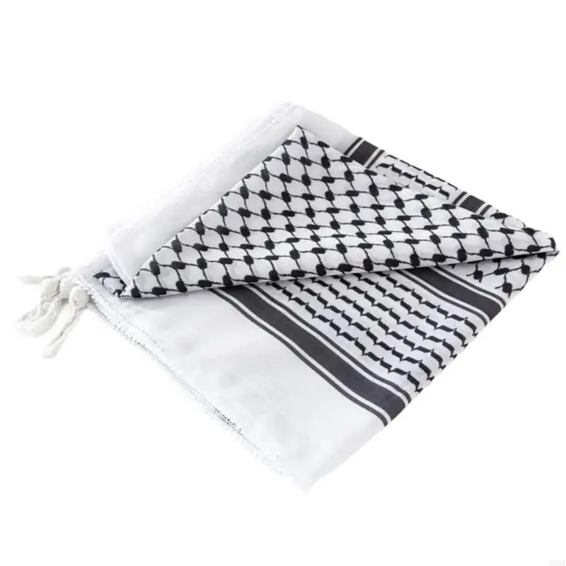 HX6F Ethnic Arab Shemagh Head Scarf Arabian Prayer Scarf Desert Shawl Headscarf Dubai Headscarf Classical Neckerchief