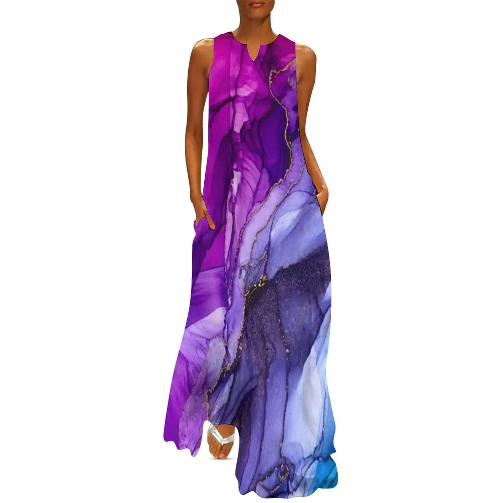 

Abstract Vibrant Rainbow Ombre Long Dress prom dresses dresses summer