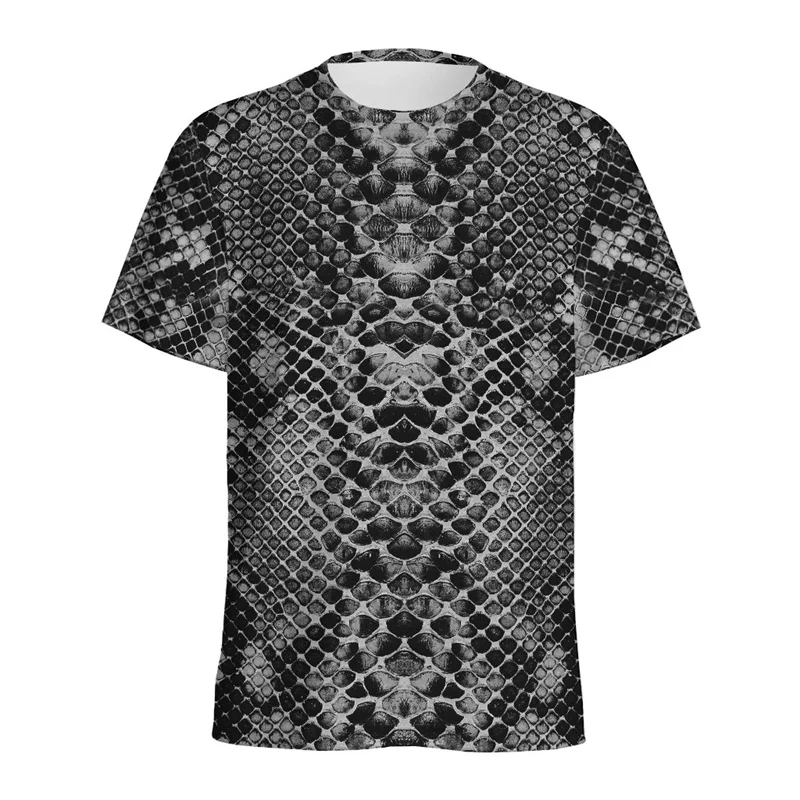 Fashion Snake Skin Pattern 3D Printed T-shirt Men Animal Skins Graphic Round Neck Tee Shirt Street Short Sleeves T Shirts Tops