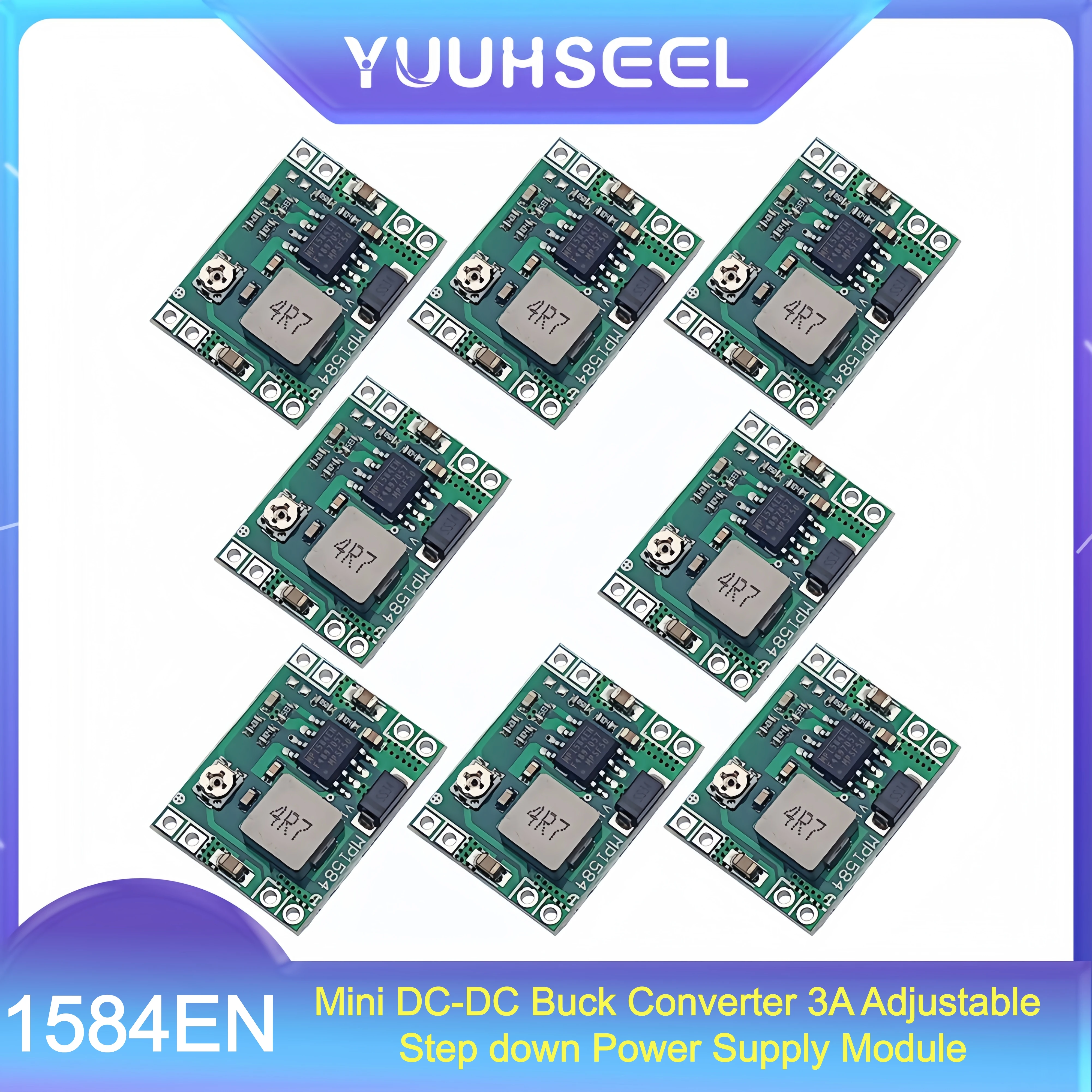 8PCS Mini MP1584EN DC-DC Buck Converter 3A Adjustable Step down Power Supply Module 4.5 to 28V Voltage Regulator for Arduino DIY