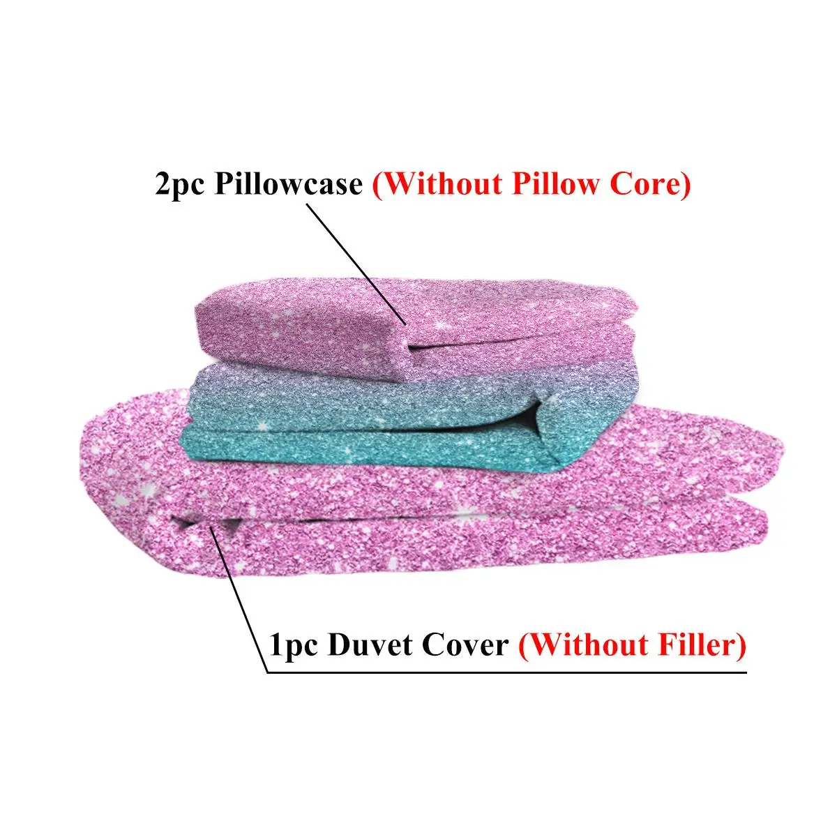 Colorful Glitter Bedding Girly Turquoise Blue and Pastel Colors Duvet Cover 3 Piece Trendy Bed Spreads King Size