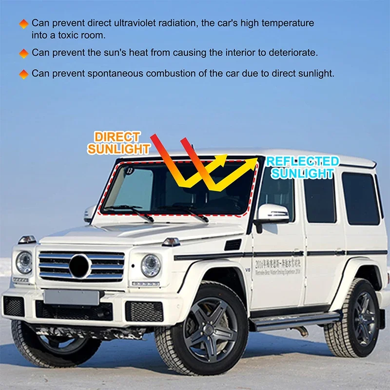 For Mercedes Benz G Class W461 G500 2004-2018 Silver Tape Car Front Windshield Anti-UV Sunshade Car Accessories