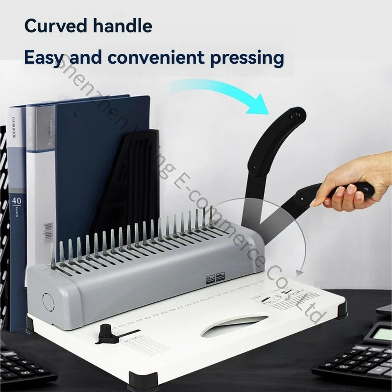CB12 Comb Financial Binding Machine 21 Hole Manual Rubber Ring Punch A3/a4 Paper Contract Data Tender Cover 10 Clamp Certificate
