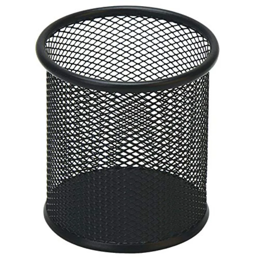 Black Wire Mesh Desk Pen Organizer Cup