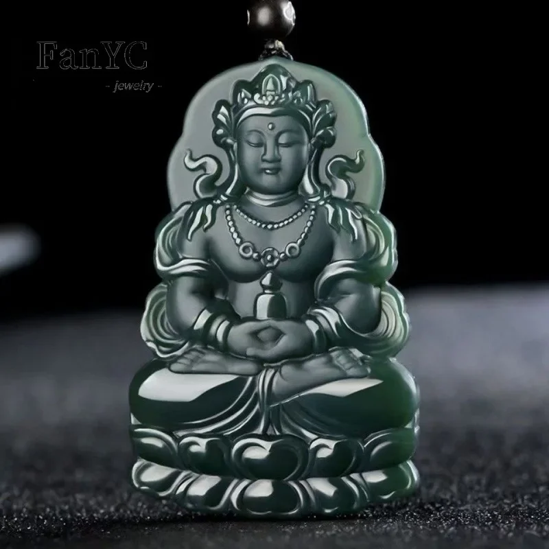 

High-grade Natural Hetian Jade QingYu Tara Goddess of Mercy Pendant Fashion Luxury Men's and Women's Necklace Jewelry Gifts