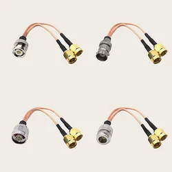 BNC TNC N Male Female to 2X SMA Male Y-shaped splitter combiner tail fiber RG316 cable