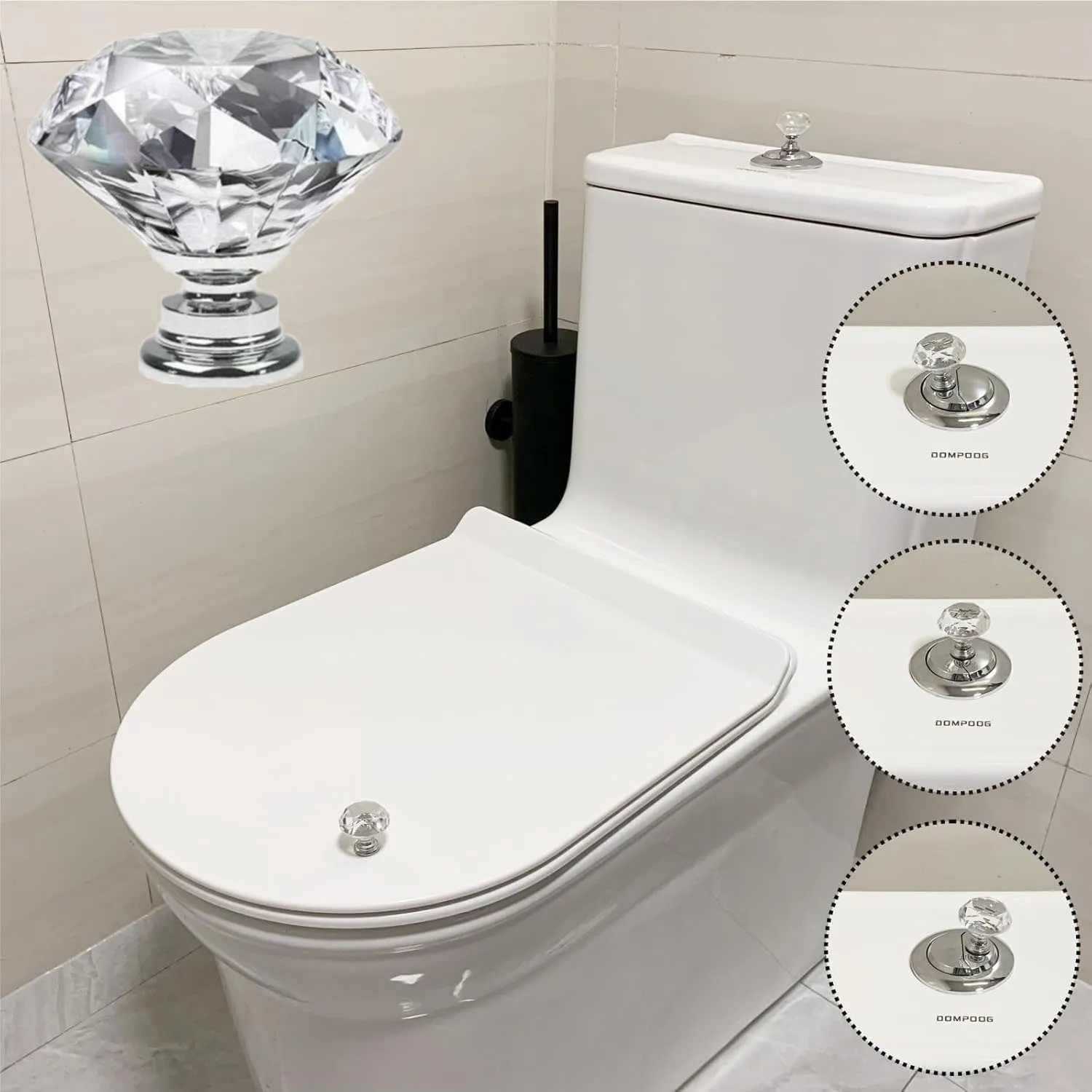 4 шт., ромбовидная хрустальная кнопка для унитаза, кнопка-толкатель для унитаза, украшение для ванной комнаты, украшение для женщин, длинный дизайн ногтей