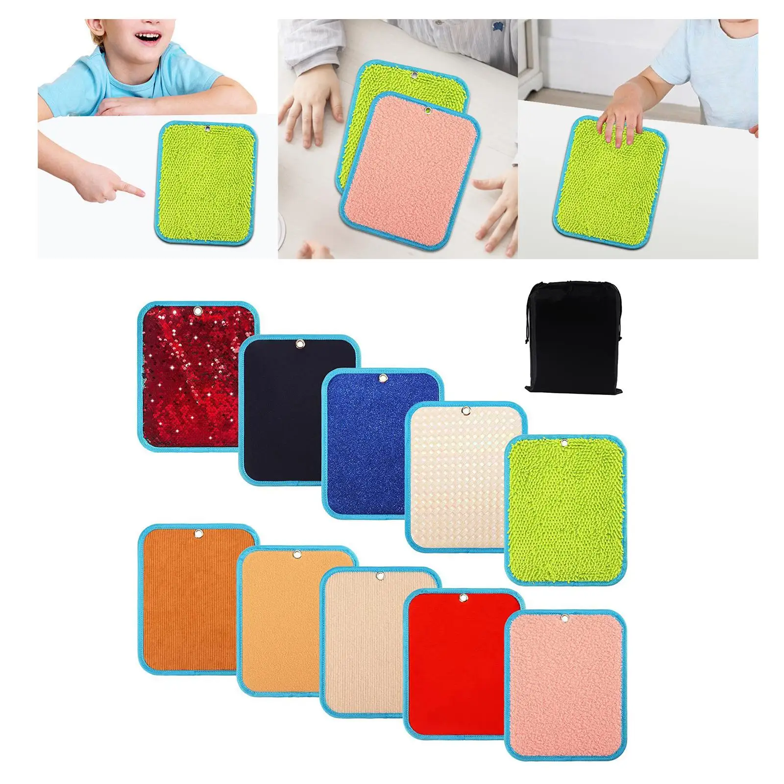 

10x Textured Play Mat Touch Textured Sensory Walls Panel for Home Fine Motor