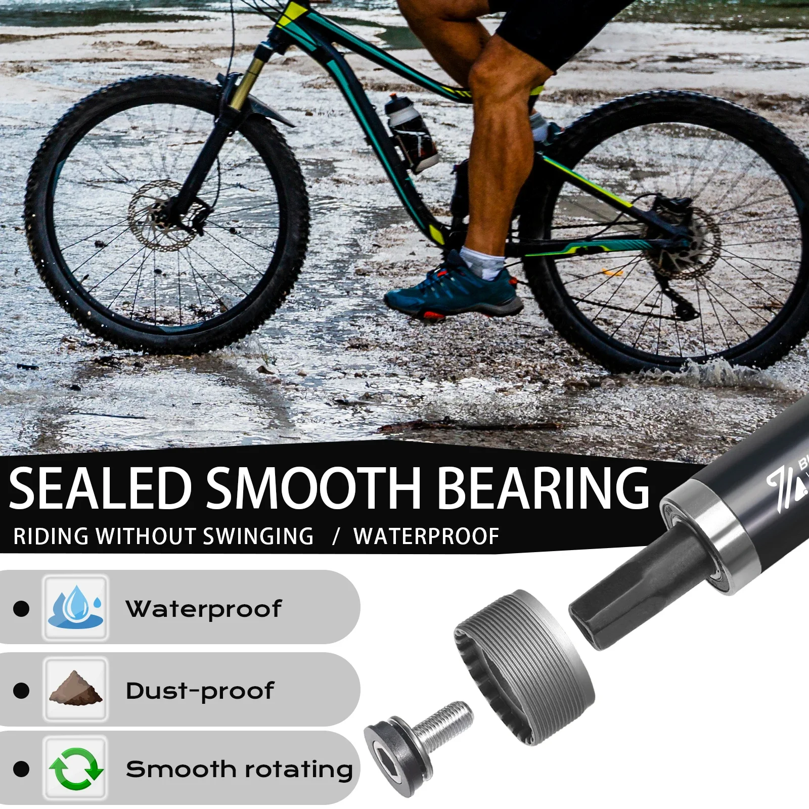 BUCKLOS Bicycle Square Bottom Bracket 80*140 100*156 110*166 E-bike Crank Bb CNC Sealed Bearing Bottom Bracket for Fat Snow Bike