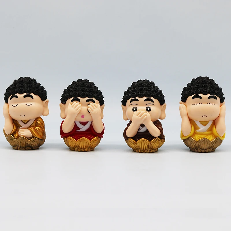 4pcs Crayon Shin-chan Cos Buddha Figuras Anime Shin Chan Action Figure Toys Kawaii Doll Car Model Ornaments Gift for Children