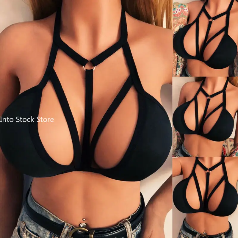 Women Cross Strappy Bra Tank Tops Bustier Solid Color Bandage Sexy Fashion Cami Crop Top Bralette