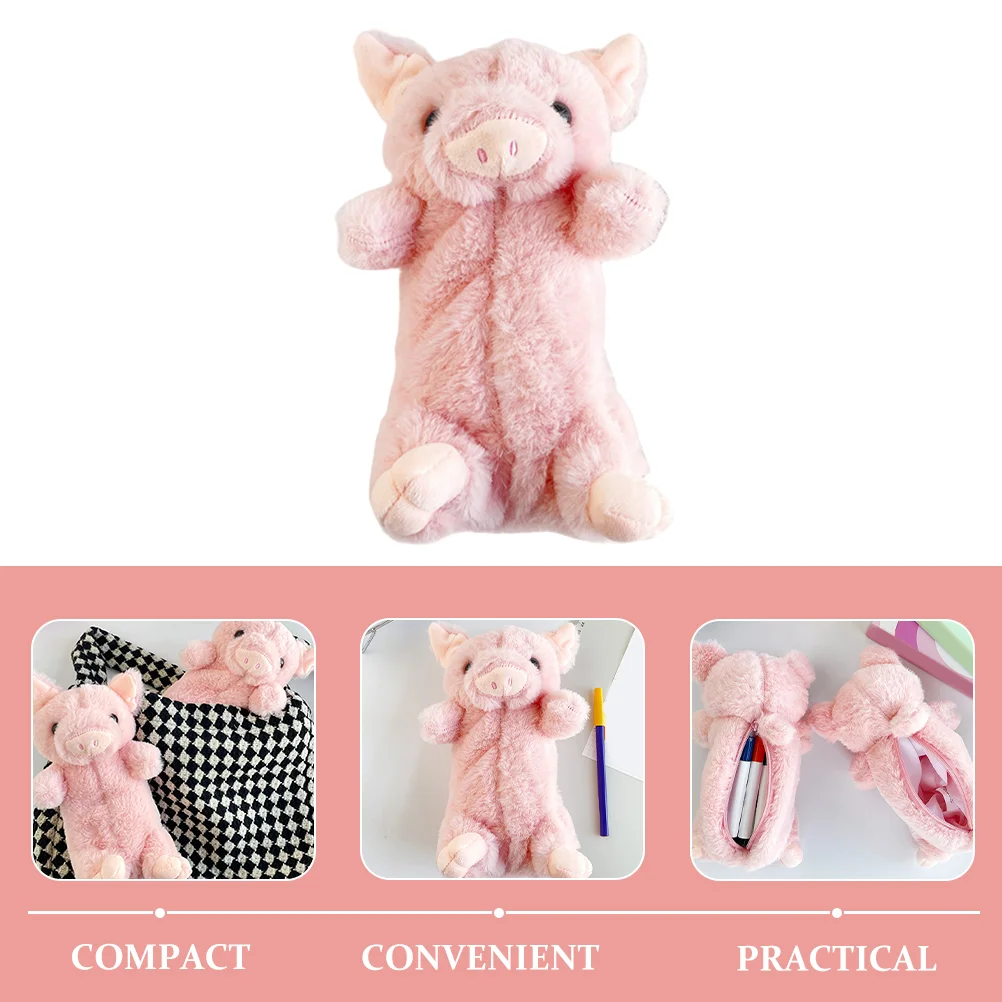 Pig Pencil Case Pouch Plush Bag Multi-function Lovely Cartoon Student