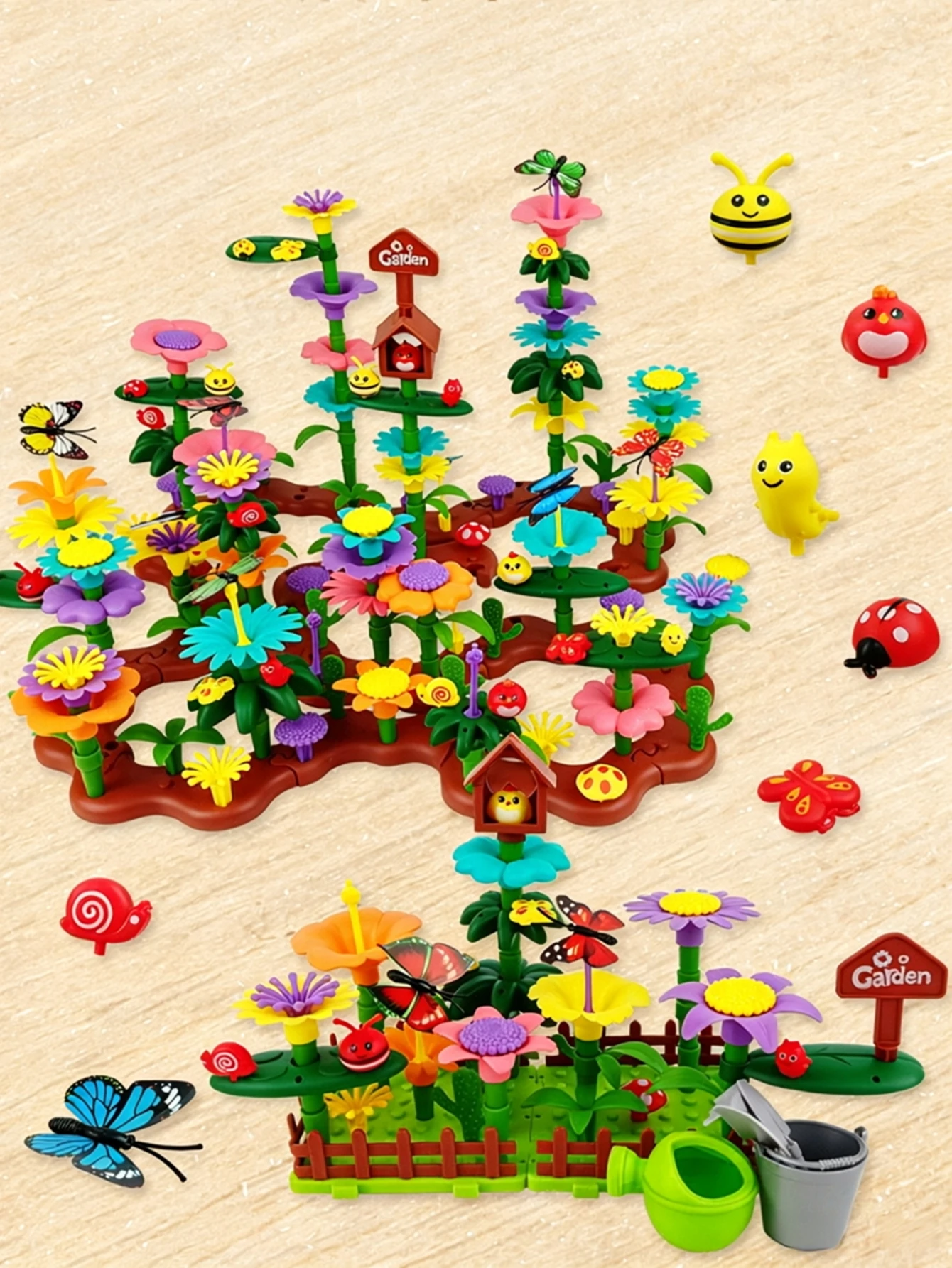 Flower Garden Building Blocks Toys for Kids,DIY Pretend Gardening STEM Educational Toy Kids Puzzle Playset