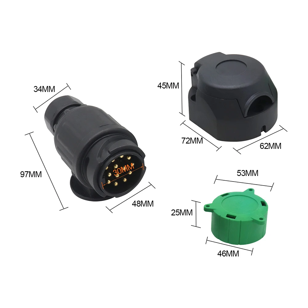 

12V 13-Pin Trailer Plug Adapter 13-Pole Trailer Electrical Connector For Trucks Agricultural Machinery Vehicles Tractors