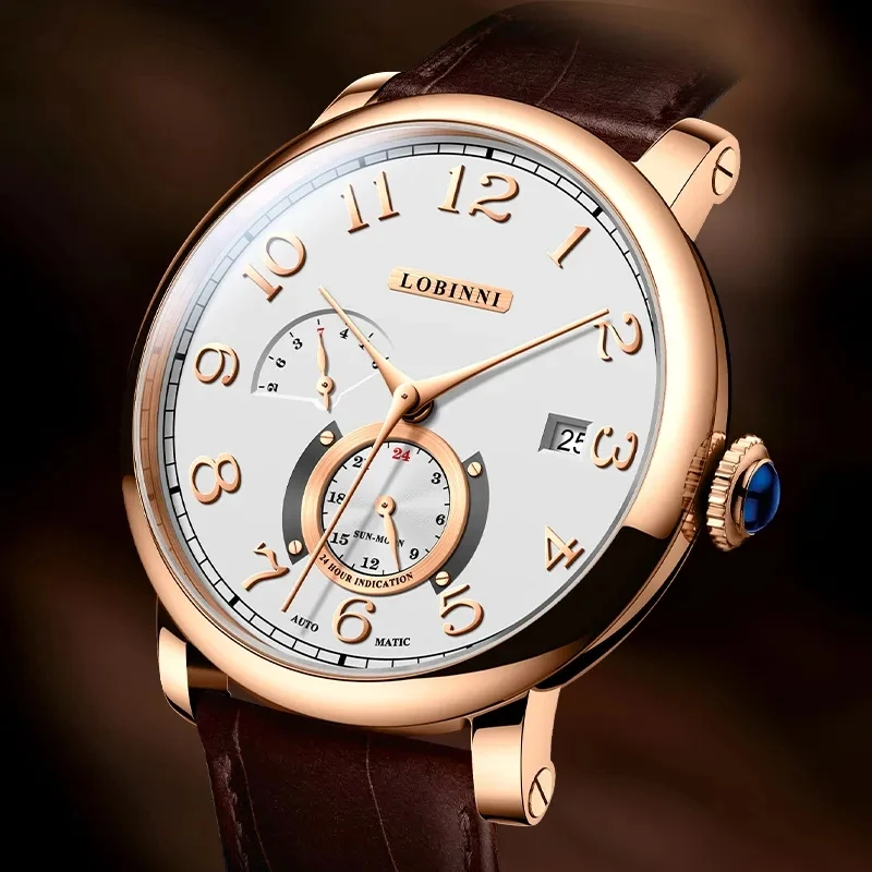 LOBINNI Luxury Business Men Automatic Mechanical Watch Sapphire Mirror Waterproof Male Watch With Date Clock