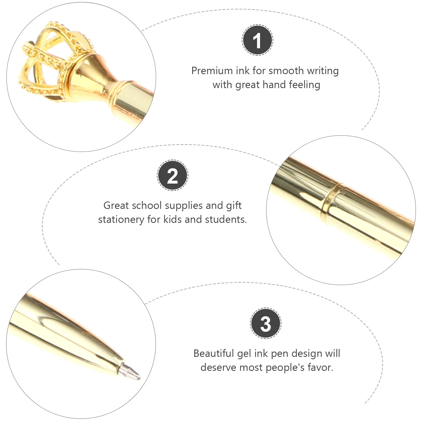 

4 шт., гелевая ручка с короной, металлический креативный красивый набор канцелярских принадлежностей для девочек, детей, черный гальванический золотой, серебряный, школьные принадлежности