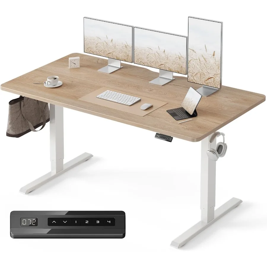 ارتفاع كهربائي قابل للتعديل مكتب قائم 63 × 28 بوصة للمكتب المنزلي ومساحات العمل مكتب الكمبيوتر مع لصق الخنزير #1