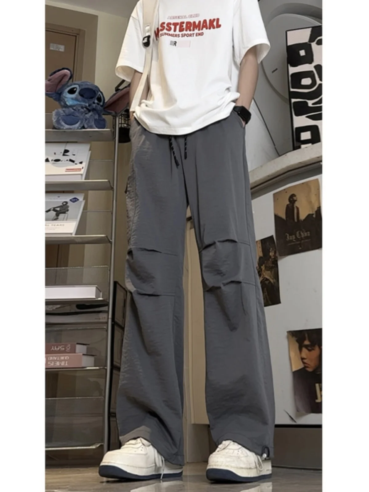 

Американские летние тонкие брюки-карго для мужчин из ледяного шелка, прямого кроя, быстросохнущие, рабочие, с эффектом драпировки