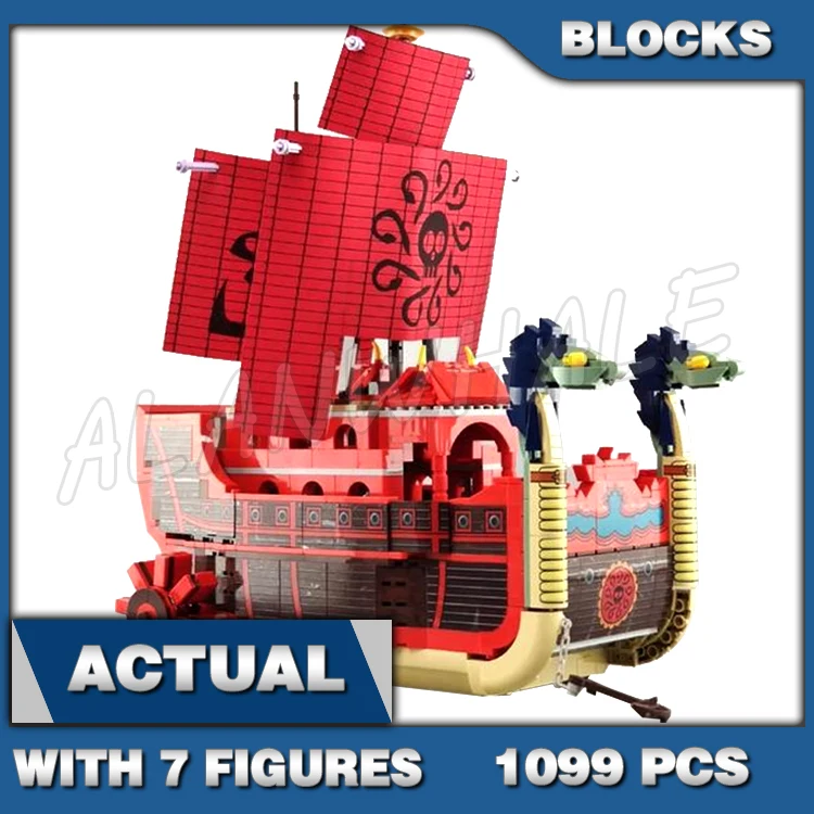 

1099pcs Pirates of Nine Snakes Perfume Yuda Female Emperor Red Sea Boat Ship SY6296 Building Blocks toys Compatible With Model
