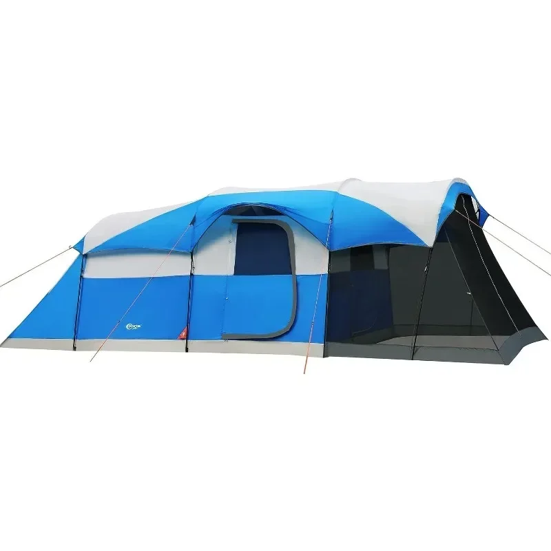 PORTAL Family Camping Tent with Screen Room, Water Resistant Big Tunnel Rainfly, Large Family Tent for Outdoor Camping