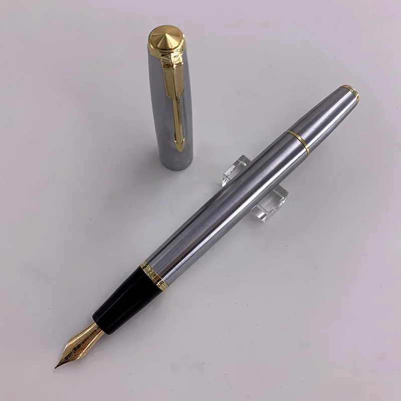 Yongsheng 601A 14K Fountain Pen All-Steel Rod Press Piston Bright Tip Gold Pen for Writing School Supplies Office Stationery