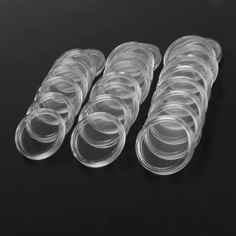 100Pcs/set Transparent Coin Capsules Storage Box Collection Holder Containers Supplies Gifts 18/19/20/21/22/23/24/26/30/33/38mm
