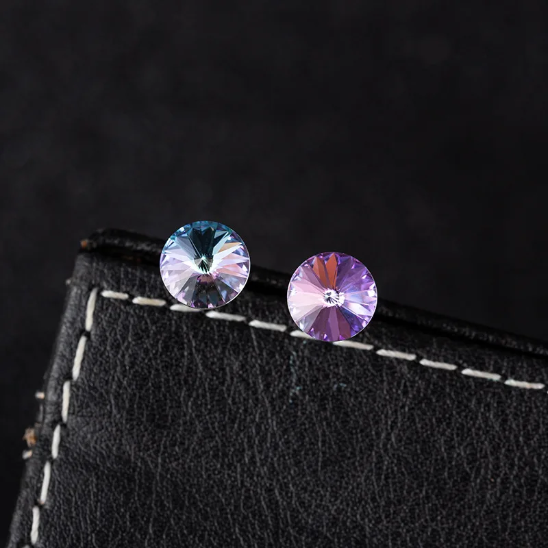 Ms Betti Small Round Rivoli Stone Crystal Stud Earrings 8mm For Women And Girls Mixed Color 2026 New Trendy Jewelry Gift