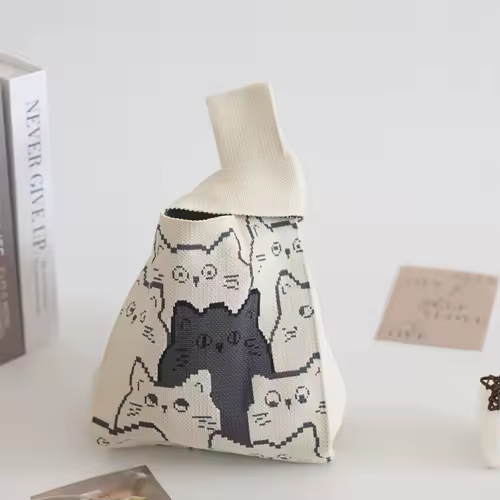 Women'S Knot Wrist Bag Handmade Knitted Bag Portable Mini Striped Tote Bucket Phone Bags Large Capacity Autumn Winter Handbags - Image 17