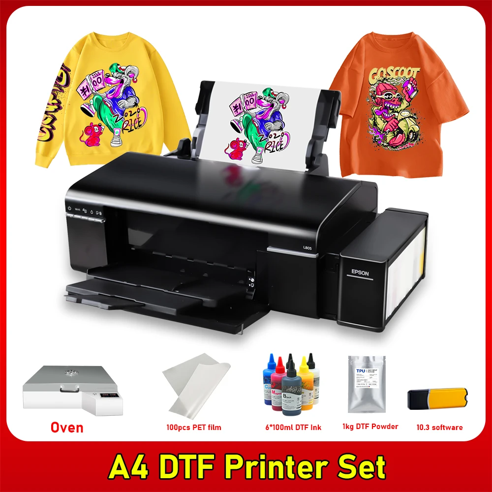 A4 DTF Printer Bundle Epson L805 Converted DTF Printer Direct Transfer Film for T shirt All Fabric Hoodies DTF Printer Complete