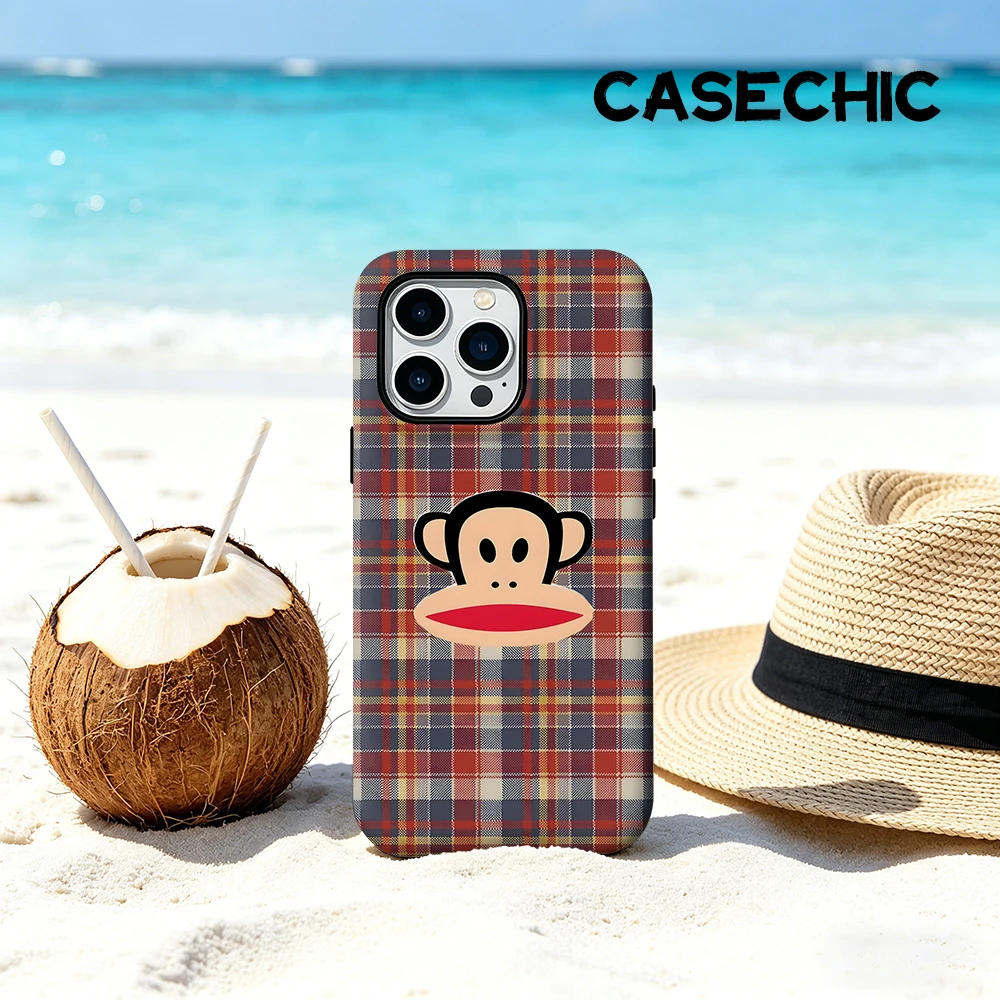 Funda CaseChic Mate con Bumper para Magsafe, Compatible con iPhone 17 16 15 14 Plus Pro Max, Antigolpes, Carcasa Rígida de PC, Diseño a Cuadros Paul Frank
