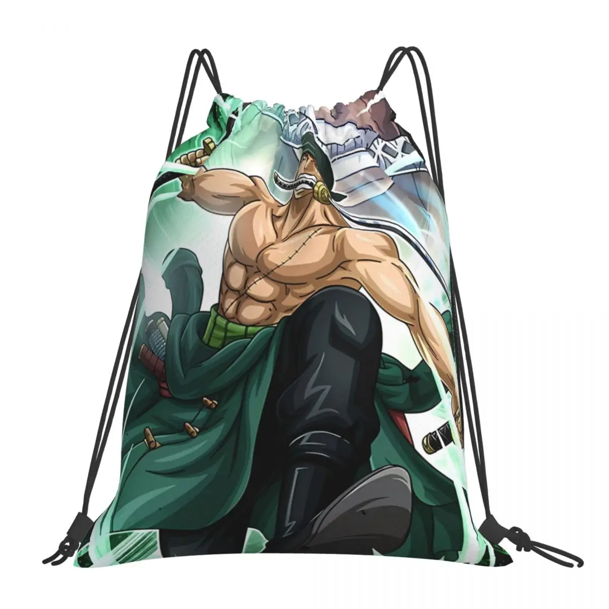 

Roronoa Zoro Drawstring Back Pack Bag Travel Storage Package Teenagers Beach Tote Bag School Sport Shoe Bag Portable