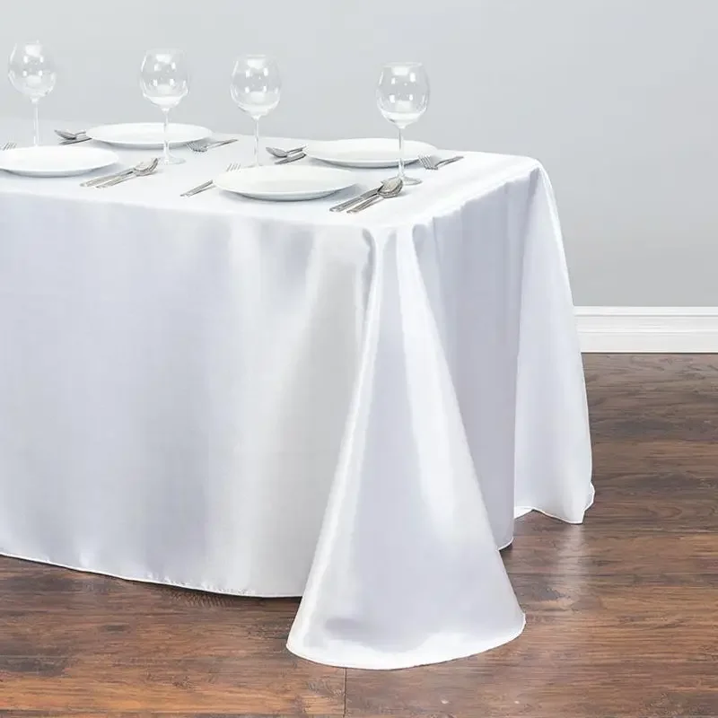 

Rectangle Satin White Tablecloth for Table Wedding Decoration Banquet Dining New Year's Tablecloth Christmas Table Cloth Cover