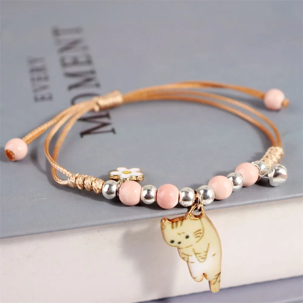 Fashion Charm Cartoon Cat Bracelet Bracelet Jewelry Adjustable Cute Animal Bracelet Woven Rope Lucky Friendship Bracelets