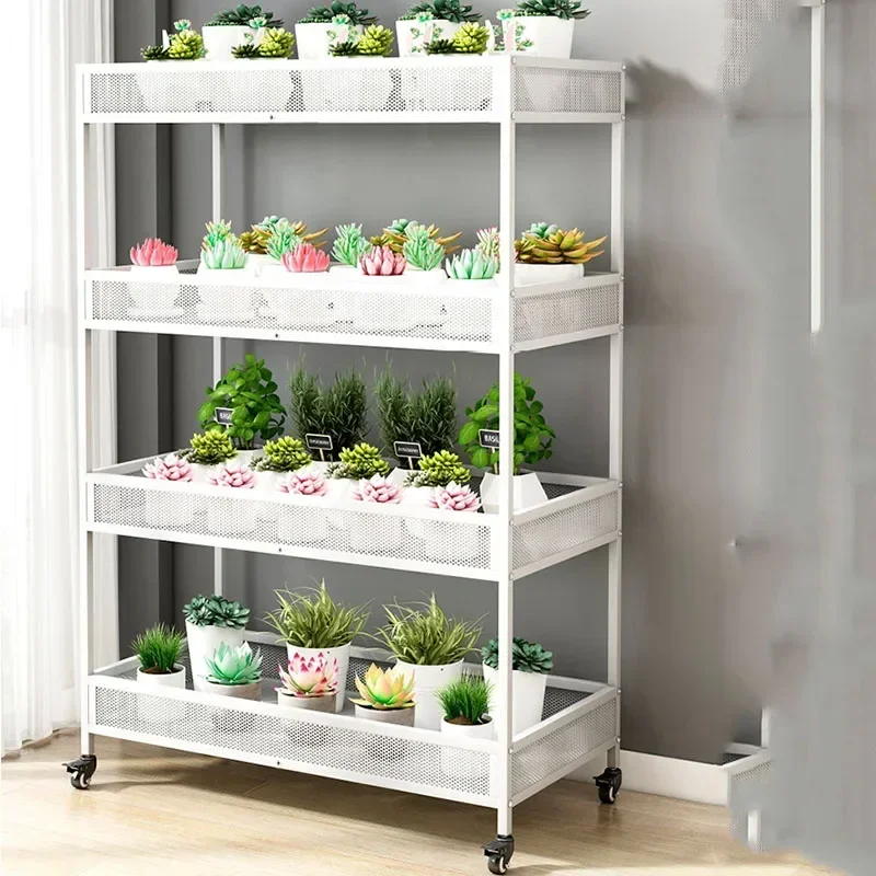 Black Under Window Flower Rack Cart Multiple Movable Indoor Flower Rack Storage Garden Porta Piante Shelf Decor Furniture Sets