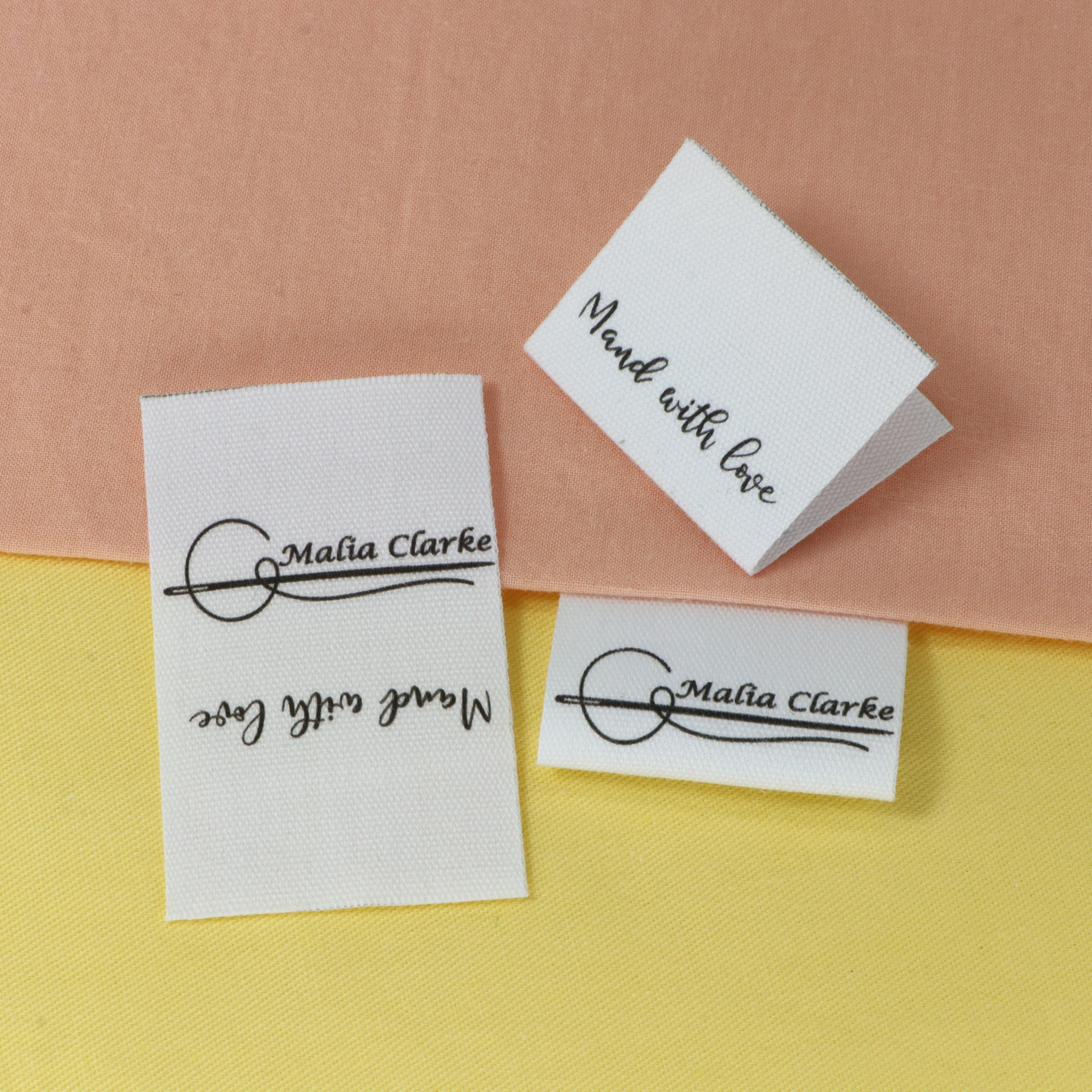 Sewing labels / Custom brand labels, Clothing Labels, Sewing Machine, Fabric 100% cotton,  Custom text (FR091)