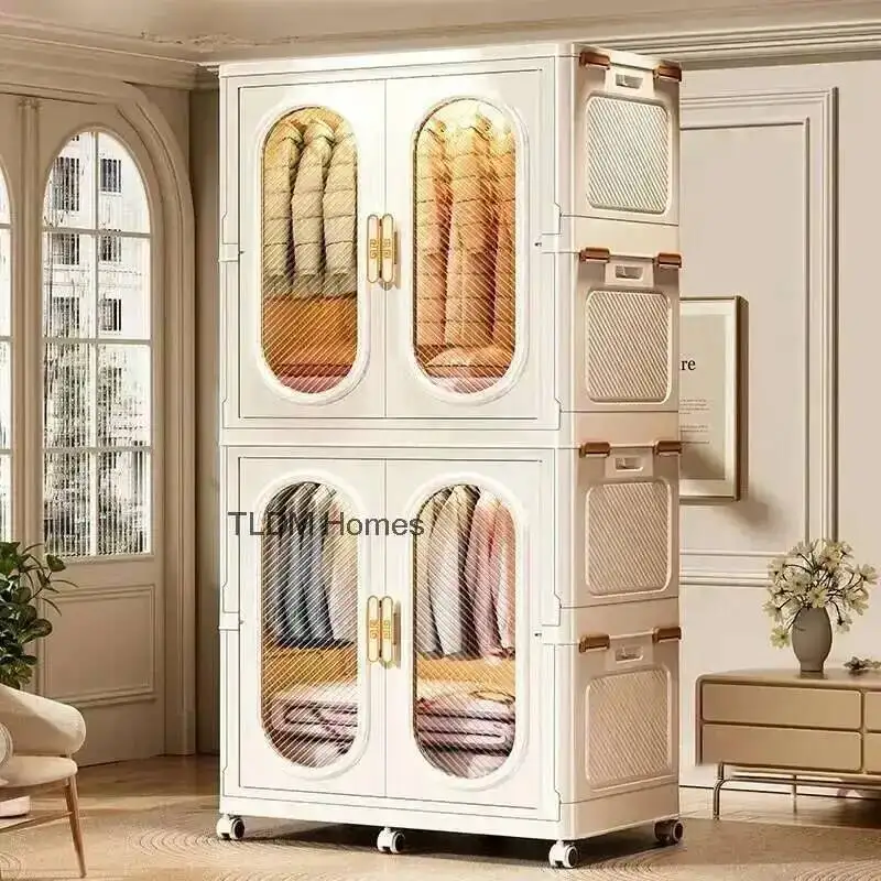 

Home Storage Modern Wardrobe Durable Simple Folding Locker Multi-functional Movable Storage Wardrobes Closet Bedroom Furniture N
