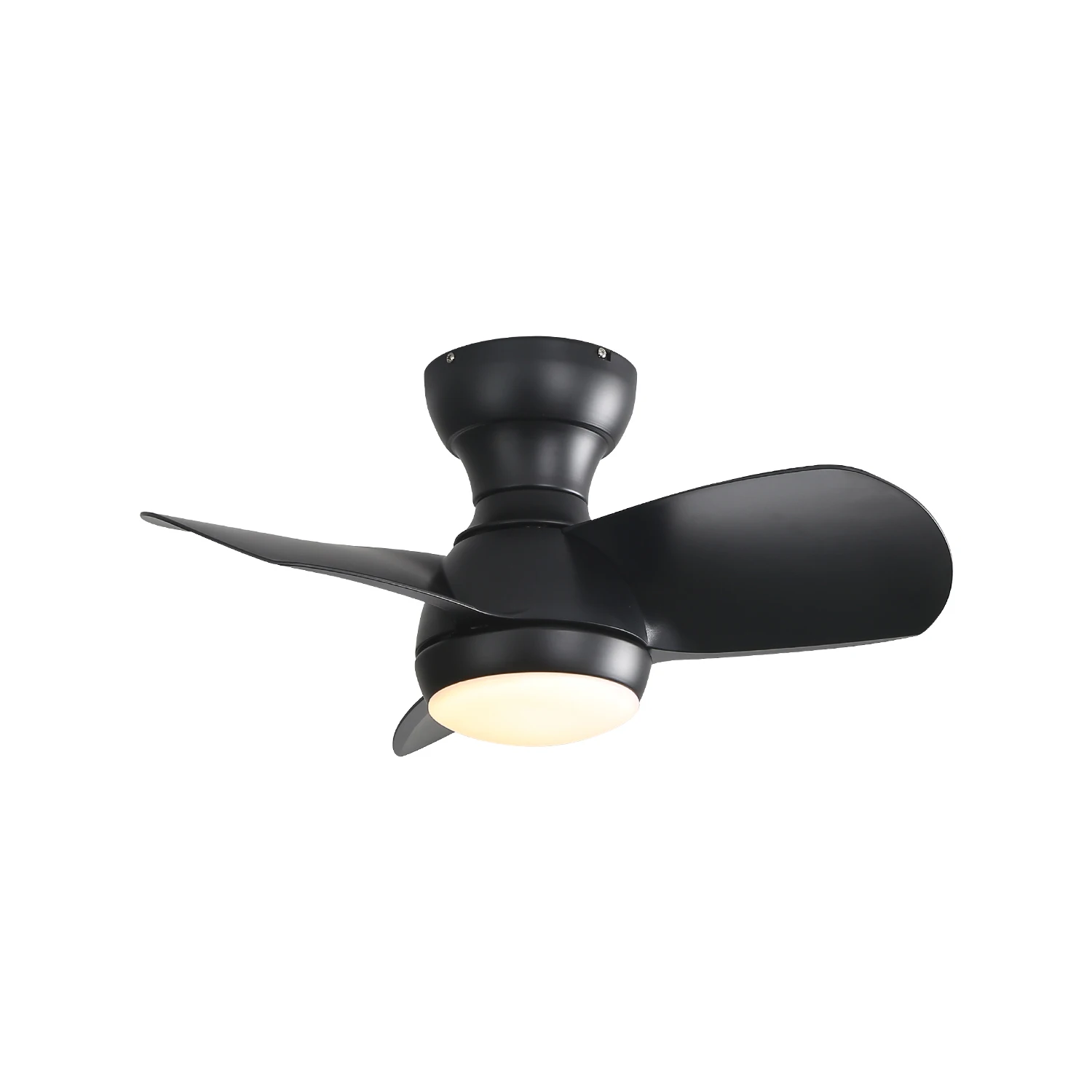 

23 Inch Bedroom Ceiling Fan With 3 Color Dimmable 3 ABS Blades Remote Control DC Motor Black With 18W Led Light