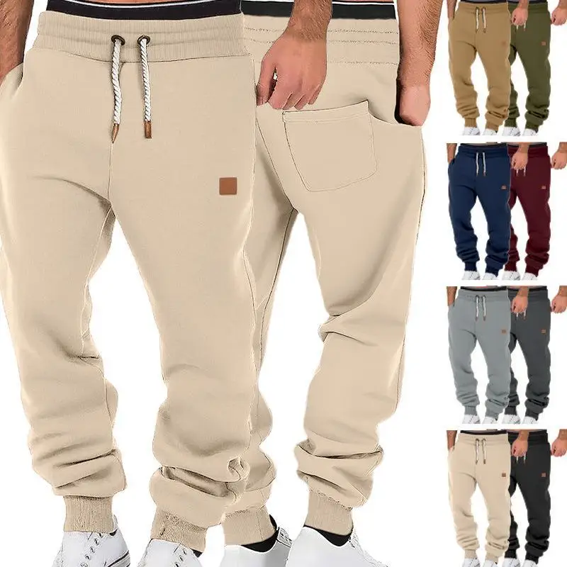 

Men's Casual Loose Fit Color Spor Knitted Pants Straight Leg mid Waist Trousers for All G in Spring Autumn