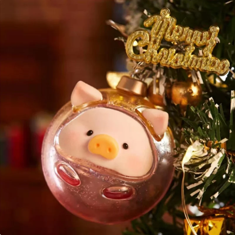 Auténtico cerdo enlatado LuLu Pig Christmas Town series caja ciega hecha a mano pan de jengibre cacao caliente regalo de Navidad juguete de moda