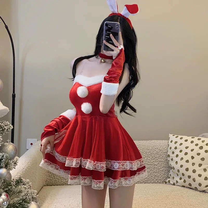 Sexy Kaninchen Mädchen Unterwäsche Uniform Versuchung Leidenschaft Dessous Frauen Nachthemd Fee Hase Weihnachten Cosplay Kostüme Lolita Kleid