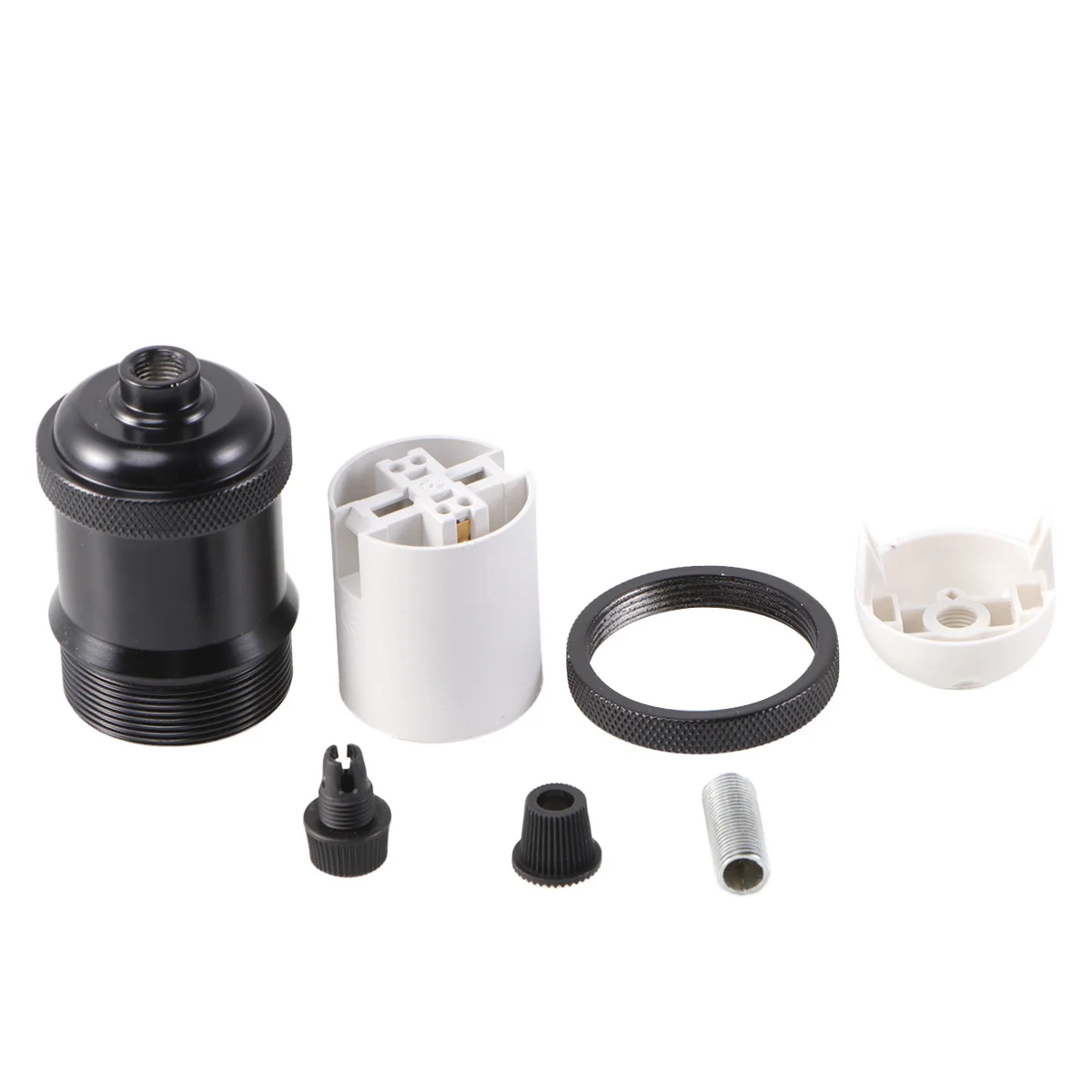 

Aluminum E27 Lamp Holder Retro Black Finish Screw Socket Base for Pendant Ceiling Light Edison Bulb Replacement Lamp Base