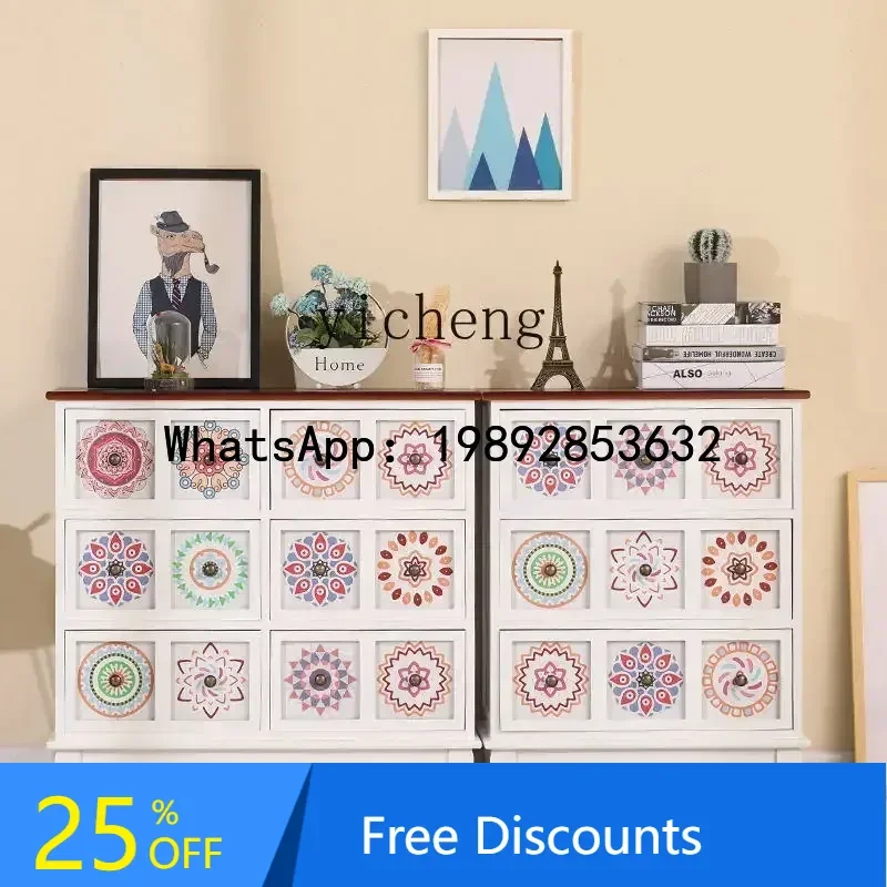 

X1 Colorful Master Bedroom Bedside Storage Cabinet Living Room Solid Wood Storage Cabinet home decoration accessories