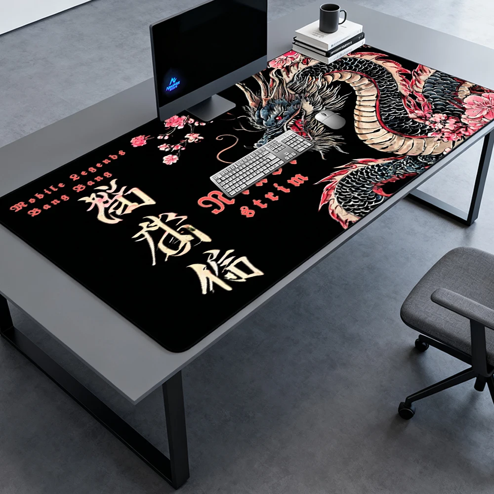 

Japanese Dragon Mouse Pad Gaming Desk Mat 160x60 Floral 1800x600 Mousepad Black Sakura Red Nonslip Decor Full Desk Mousepads